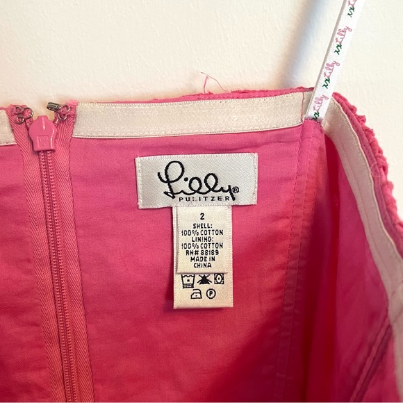 Lilly Pulitzer Floral Lace Strapless Hot Pink Berry Sangria Mini Dress 2 - Picture 2 of 3